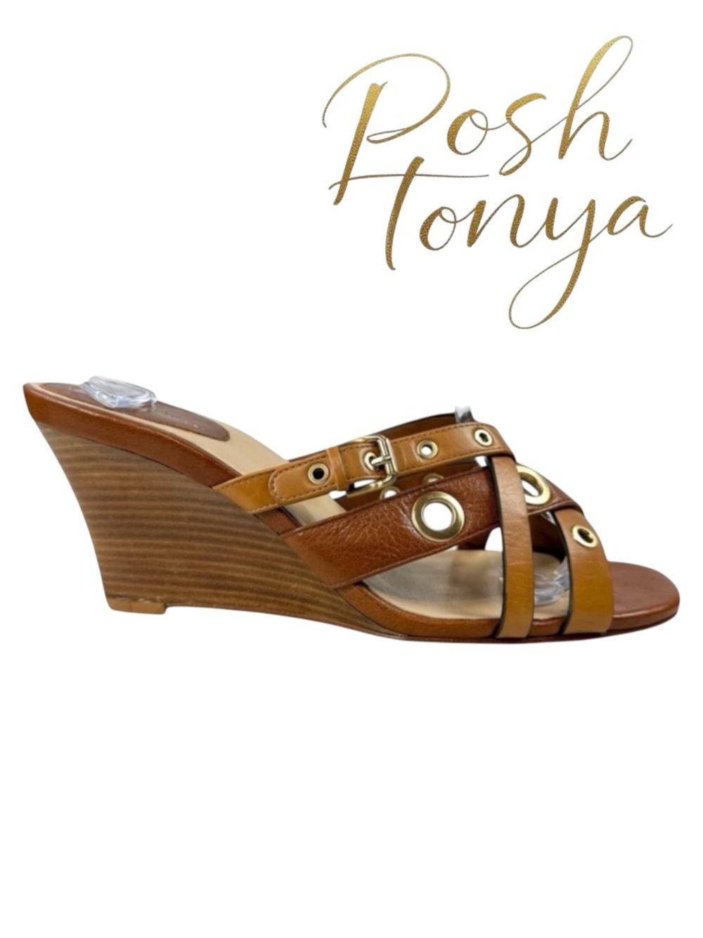 Cole Haan Air Whitney Strappy Leather Wedge Sandals Size 9 Resort Chic